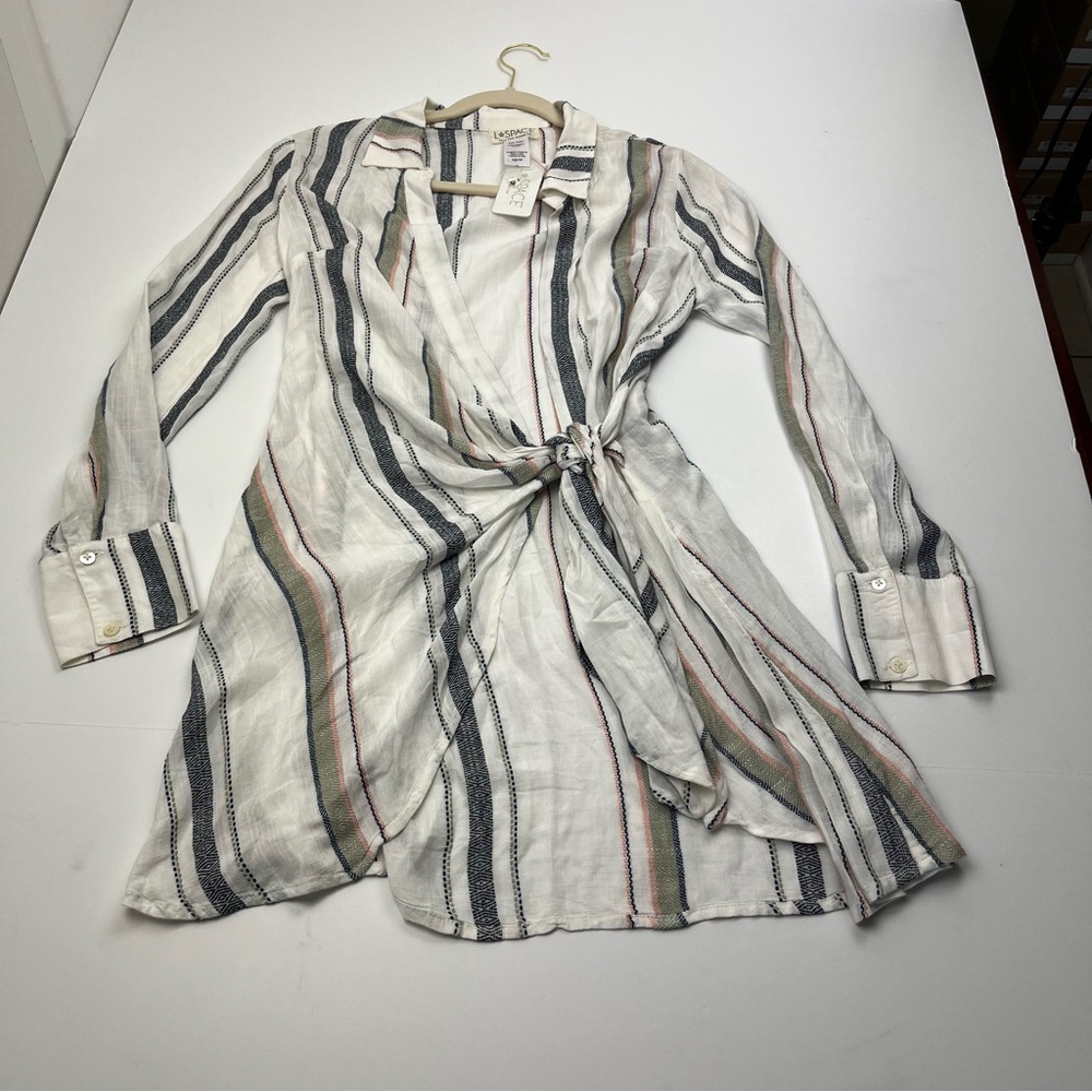 L*Space Daydream Tunic Swim Cover Womens Size XS Striped Viscose Long Sleeve NEW